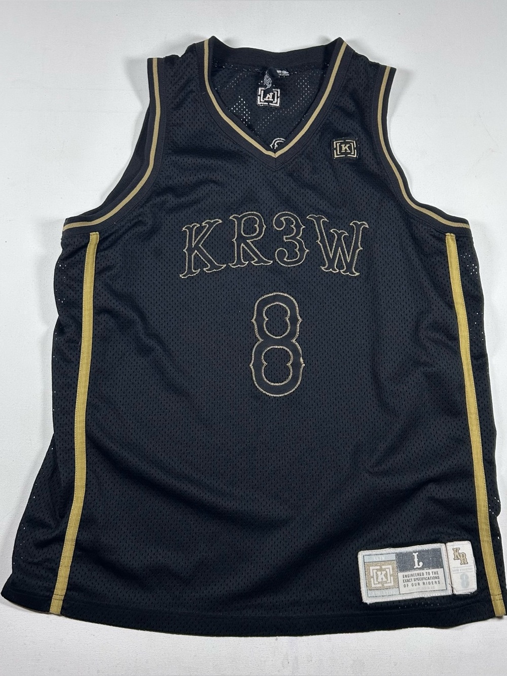 KR3W Basketball Jersey Mens Size L Skateboarding Mesh black Vintage Y2K large